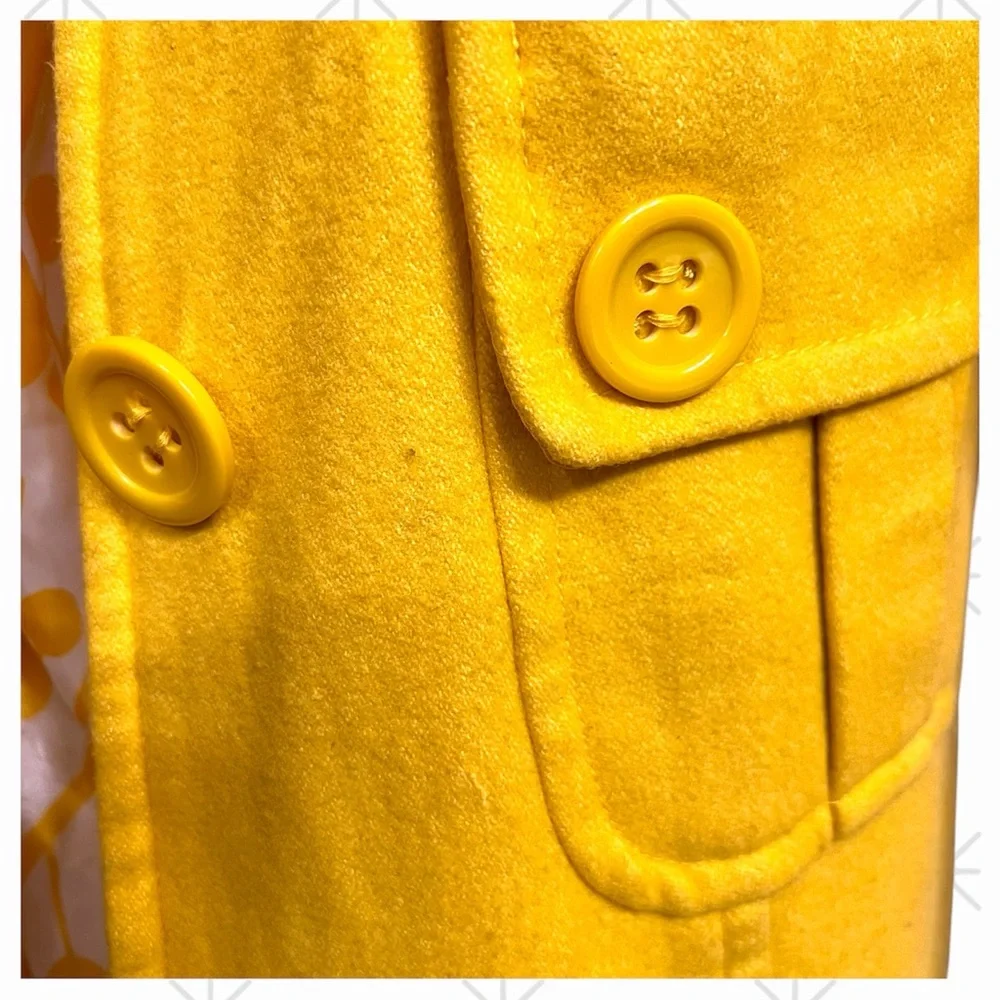 Emily in Paris inspo wool Yellow Trench pea long Coat fitted single breast - Picture 3 of 5